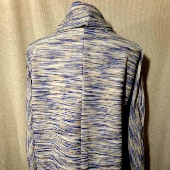 Cowl neck Sweater Top sz M Blue White Beige Dolman sleeve turtleneck Pullover LS - Picture 8 of 9